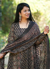 Manjiri Ajrak Cotton Anarkali Suit Sets- Black