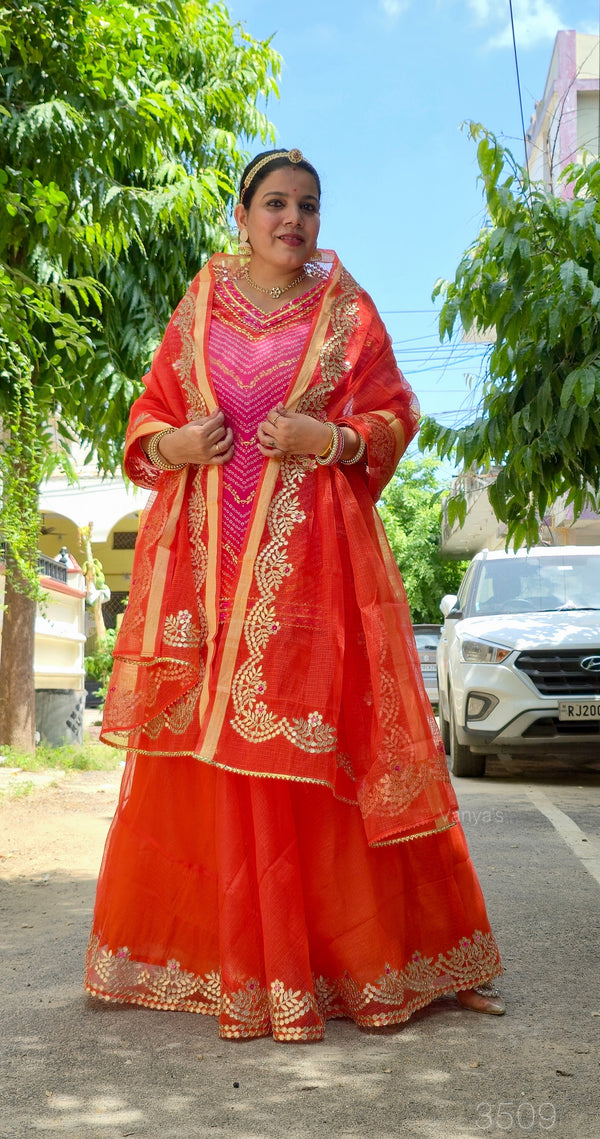 Kiran Kota Doria Gotta Patti Skirt Sets-Festive & Wedding