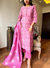 Pink batik suit sets with lining