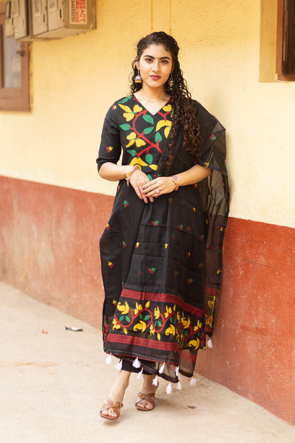 Black Jamdani Cotton Suit Sets