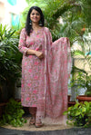 Kushnuma Hand Block Suit set with Dupatta