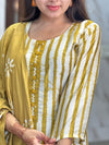 Yellow batik silk suit with lining